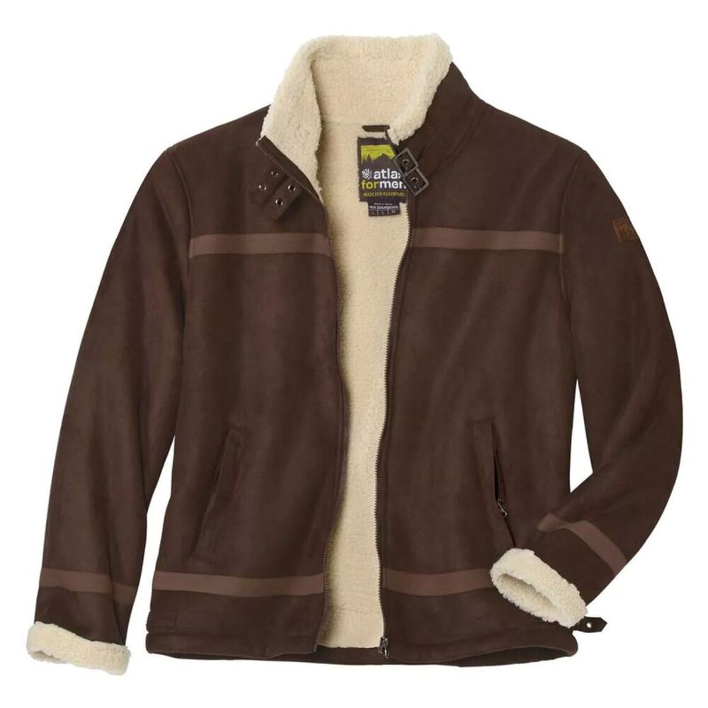 Atlas For Men Mens Faux Suede Sherpa Lined Jacket / Brown